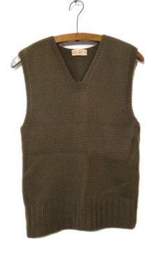画像1: 1940's~ "AMERICAN RED CROSS" Knit Vest　OLIVE　size S (1)