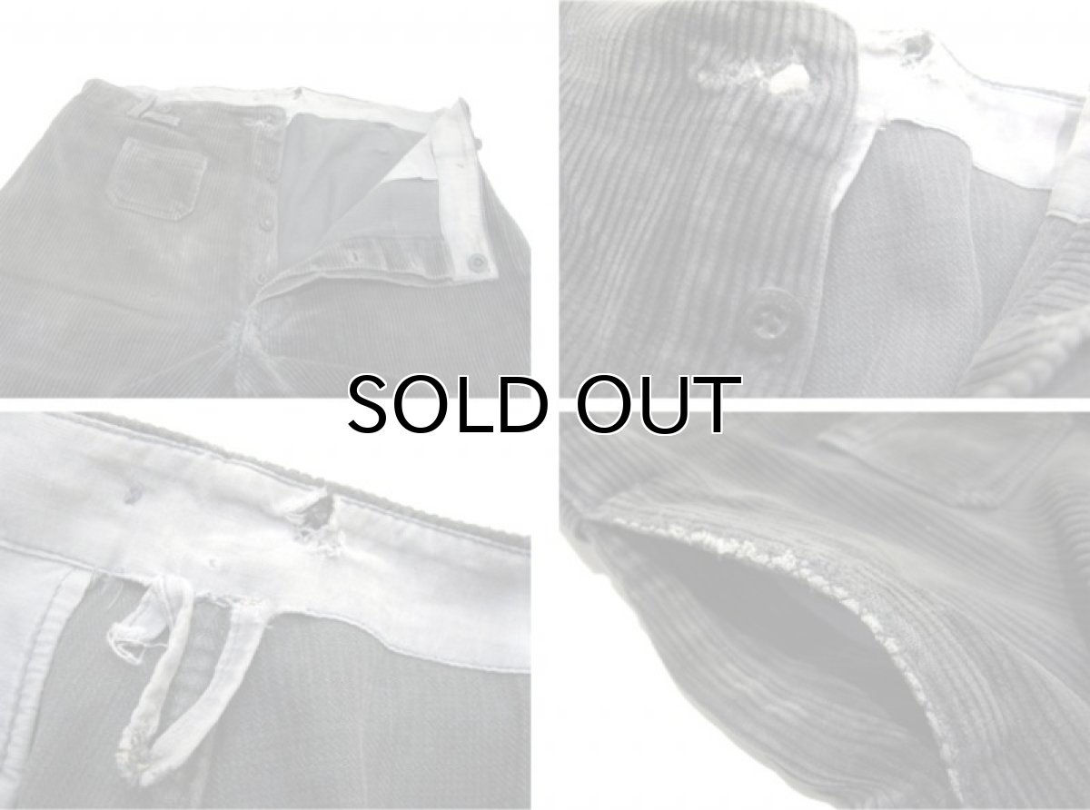 画像5: 1960's Europe Wide Wale Corduroy Trousers　Faded Black　size w 34 inch (5)