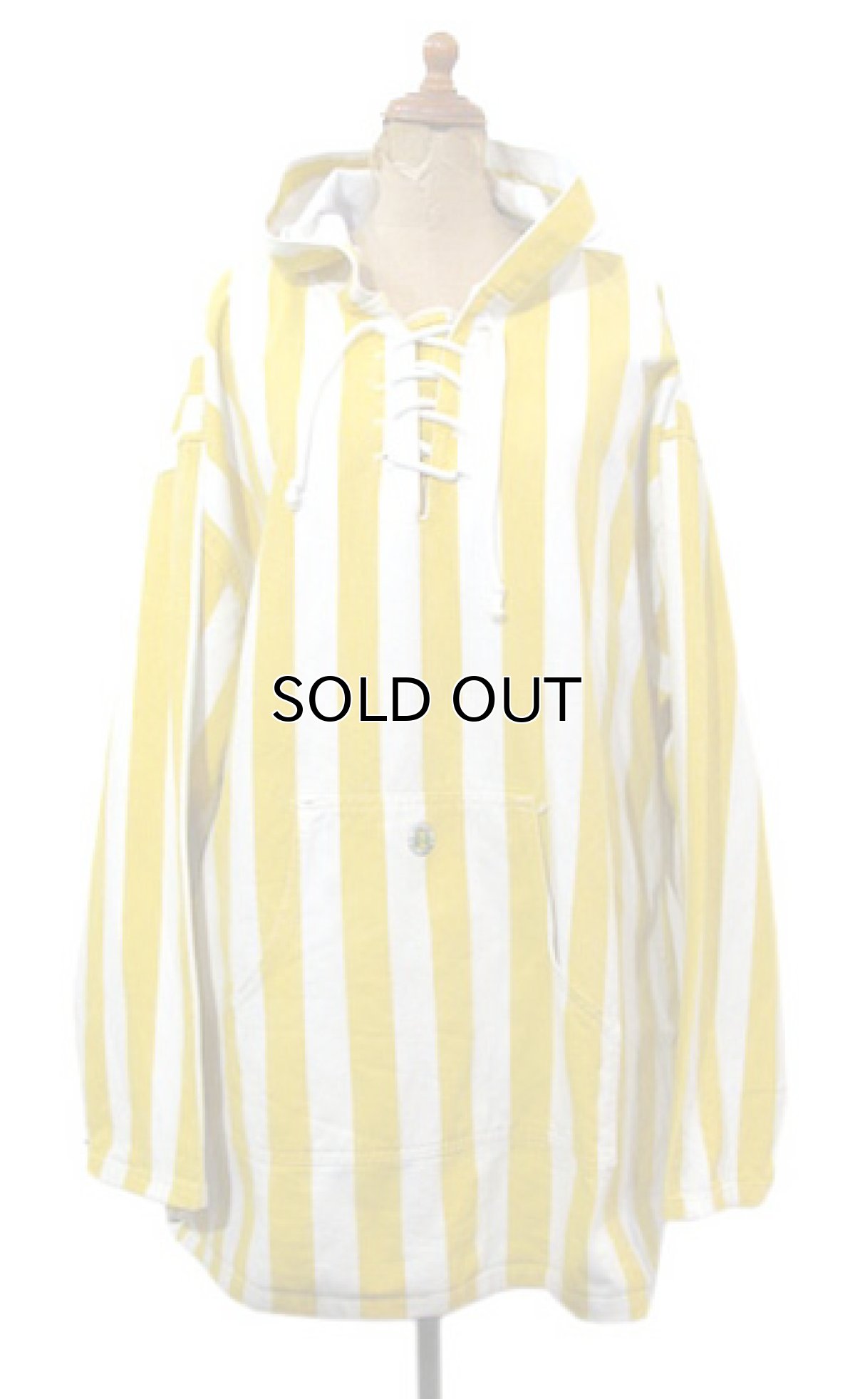 画像1: 1990's "CROSS COLOURS" Cotton Stripe Lace Up Pullover Jacket　White / Yellow　one size (1)