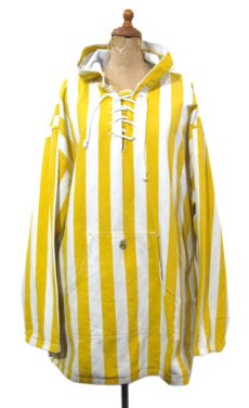 画像1: 1990's "CROSS COLOURS" Cotton Stripe Lace Up Pullover Jacket　White / Yellow　one size (1)