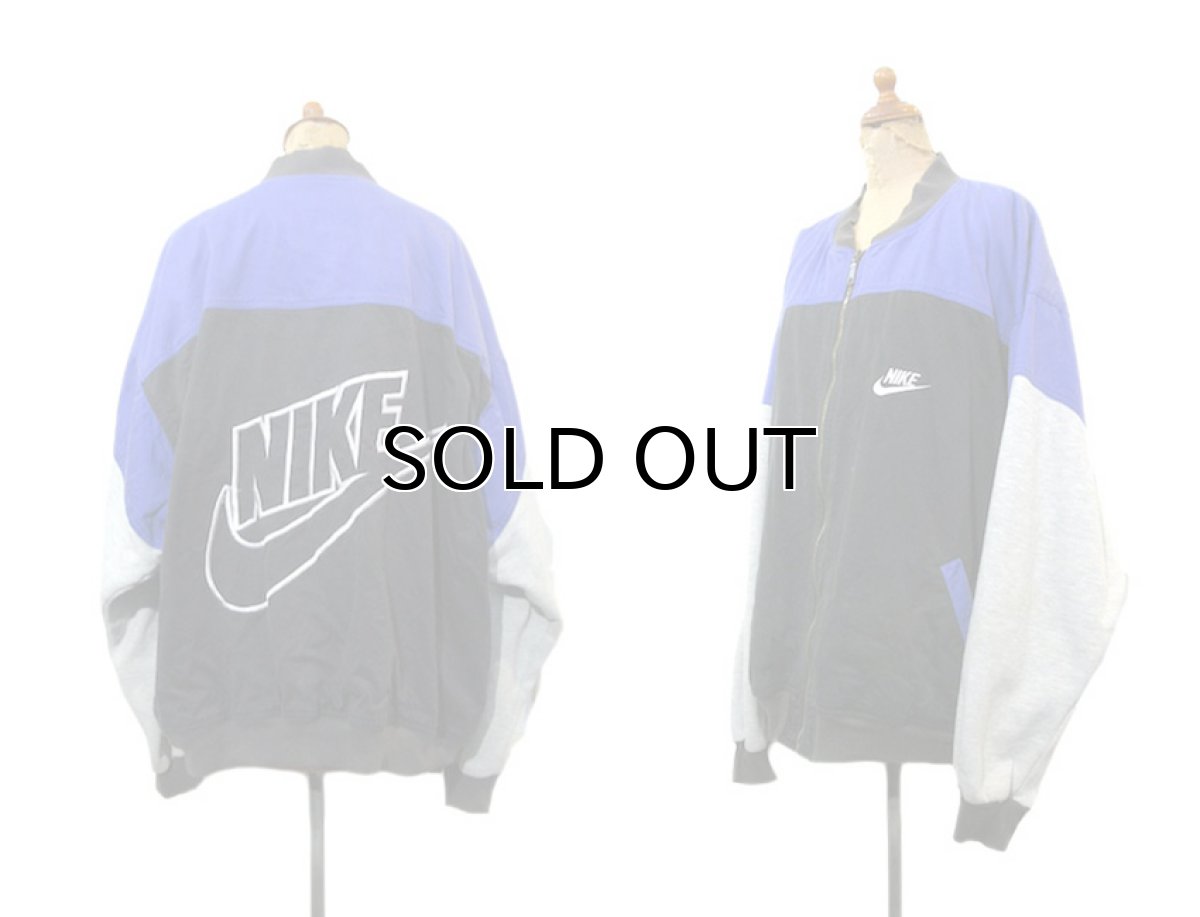 画像2: 1990's "NIKE" Cotton Twill / Sweat 3-tone Zip Up Jacket Black / Purple / Grey size XL (表記 XL) (2)