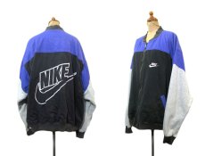 画像2: 1990's "NIKE" Cotton Twill / Sweat 3-tone Zip Up Jacket　Black / Purple / Grey　size XL (表記 XL) (2)