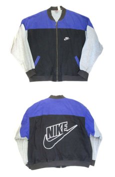 画像3: 1990's "NIKE" Cotton Twill / Sweat 3-tone Zip Up Jacket　Black / Purple / Grey　size XL (表記 XL) (3)