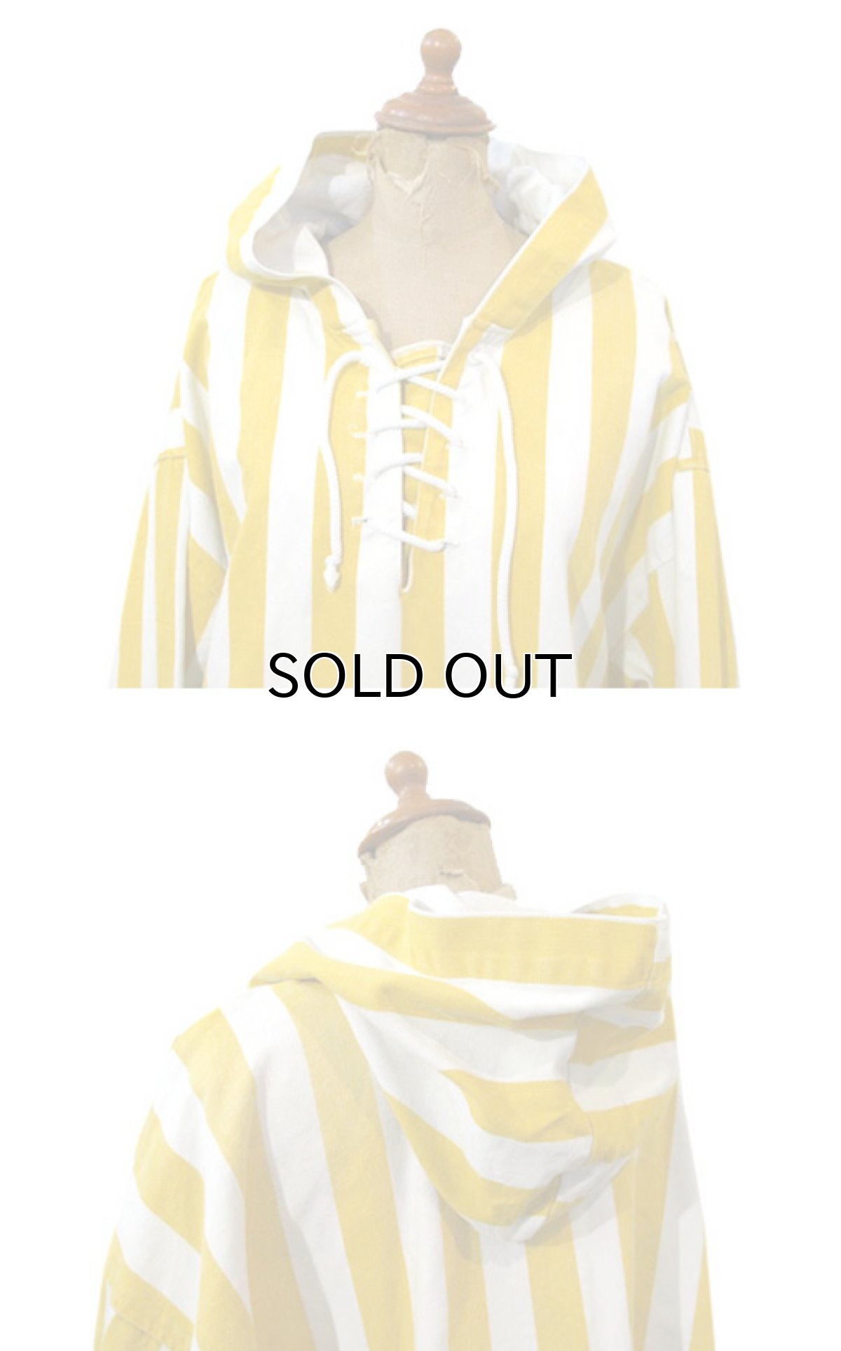 画像3: 1990's "CROSS COLOURS" Cotton Stripe Lace Up Pullover Jacket White / Yellow one size (3)