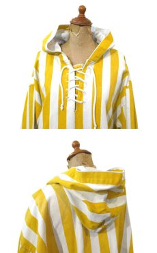 画像3: 1990's "CROSS COLOURS" Cotton Stripe Lace Up Pullover Jacket　White / Yellow　one size (3)