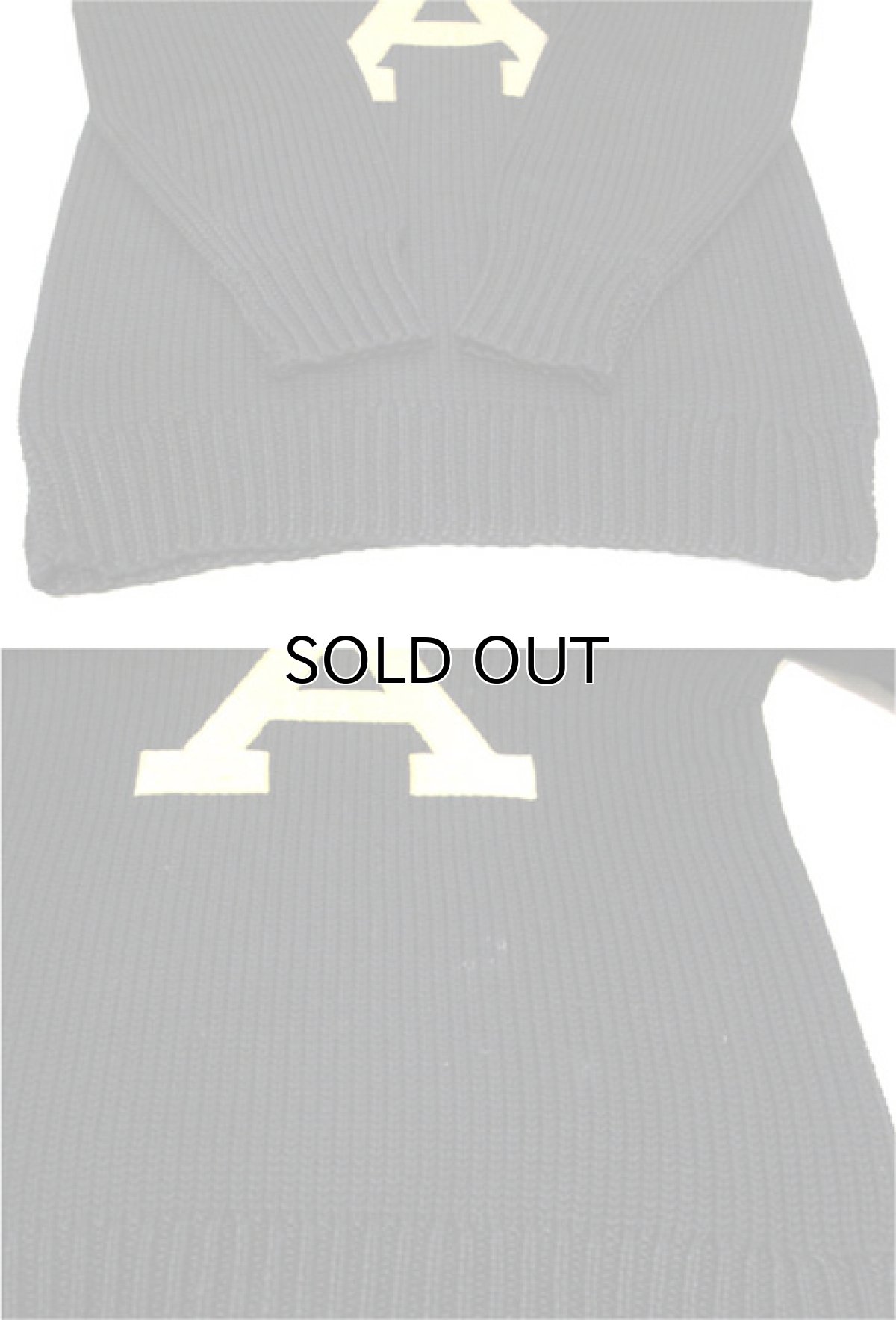 画像6: 1930-40's Low Gauge Sweater with Felt Patch BLACK size S (表記 不明) (6)