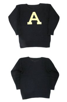 画像3: 1930-40's Low Gauge Sweater with Felt Patch　BLACK　size S (表記 不明) (3)