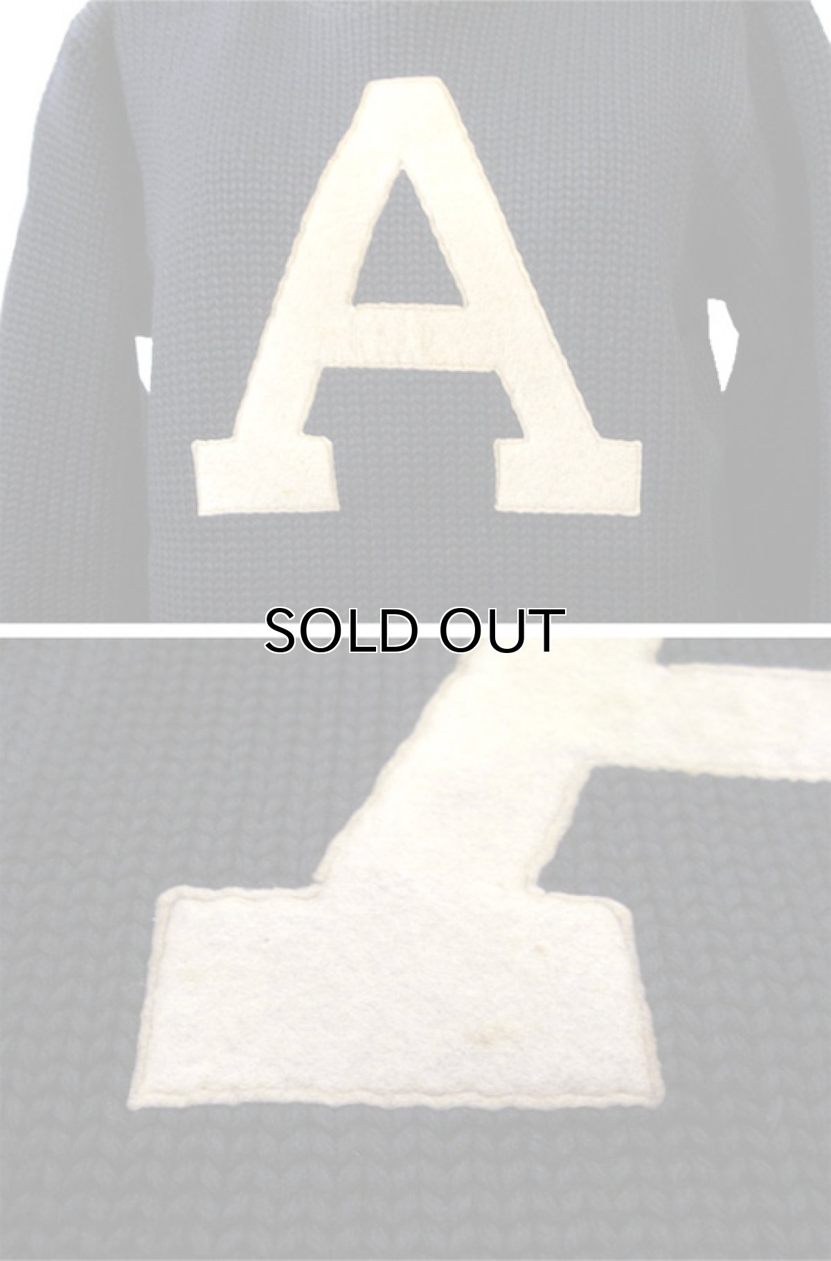 画像4: 1930-40's Low Gauge Sweater with Felt Patch BLACK size S (表記 不明) (4)