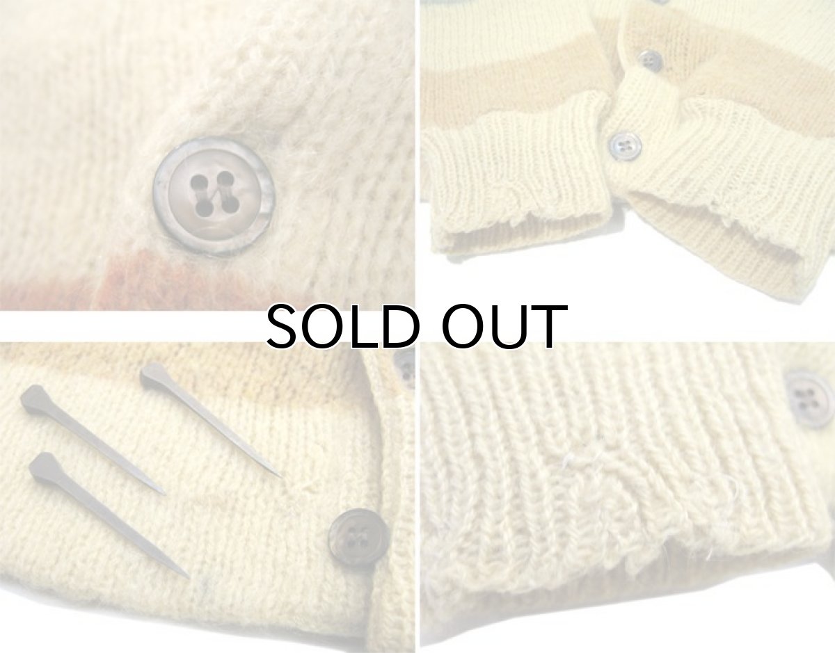 画像4: 1960's "BUGATTI" Border Design Wool Cardigan YELLOW size M - L (標記 不明) (4)