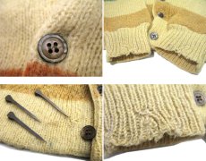 画像4: 1960's "BUGATTI" Border Design Wool Cardigan　YELLOW　size M - L (標記 不明) (4)