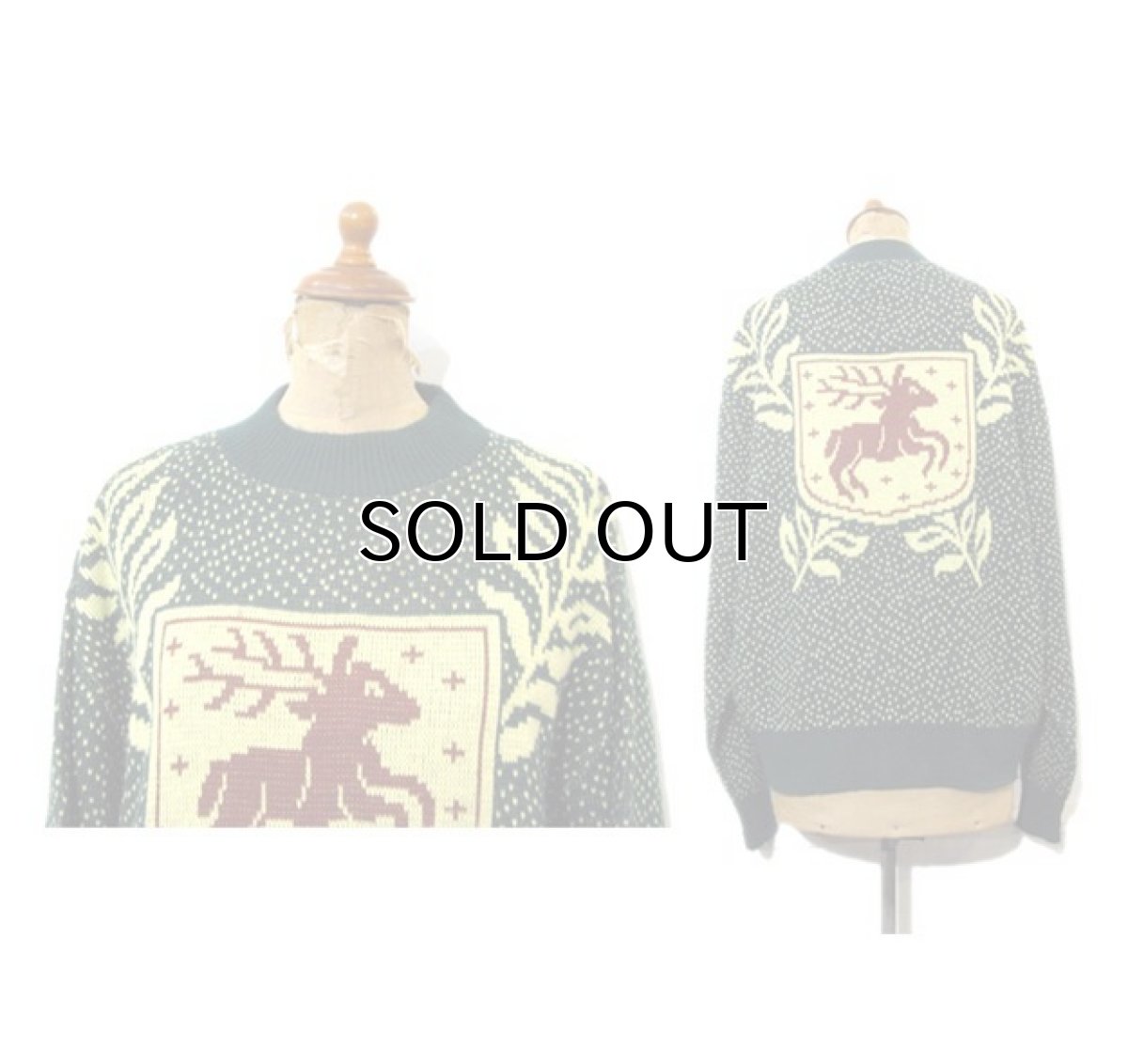 画像3: 1950-60's "Brian Mat Neil" Wool Nordic Sweater GREEN size M (表記 L) (3)