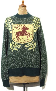 画像1: 1950-60's "Brian Mat Neil" Wool Nordic Sweater　GREEN　size M (表記 L) (1)