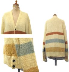 画像3: 1960's "BUGATTI" Border Design Wool Cardigan　YELLOW　size M - L (標記 不明) (3)