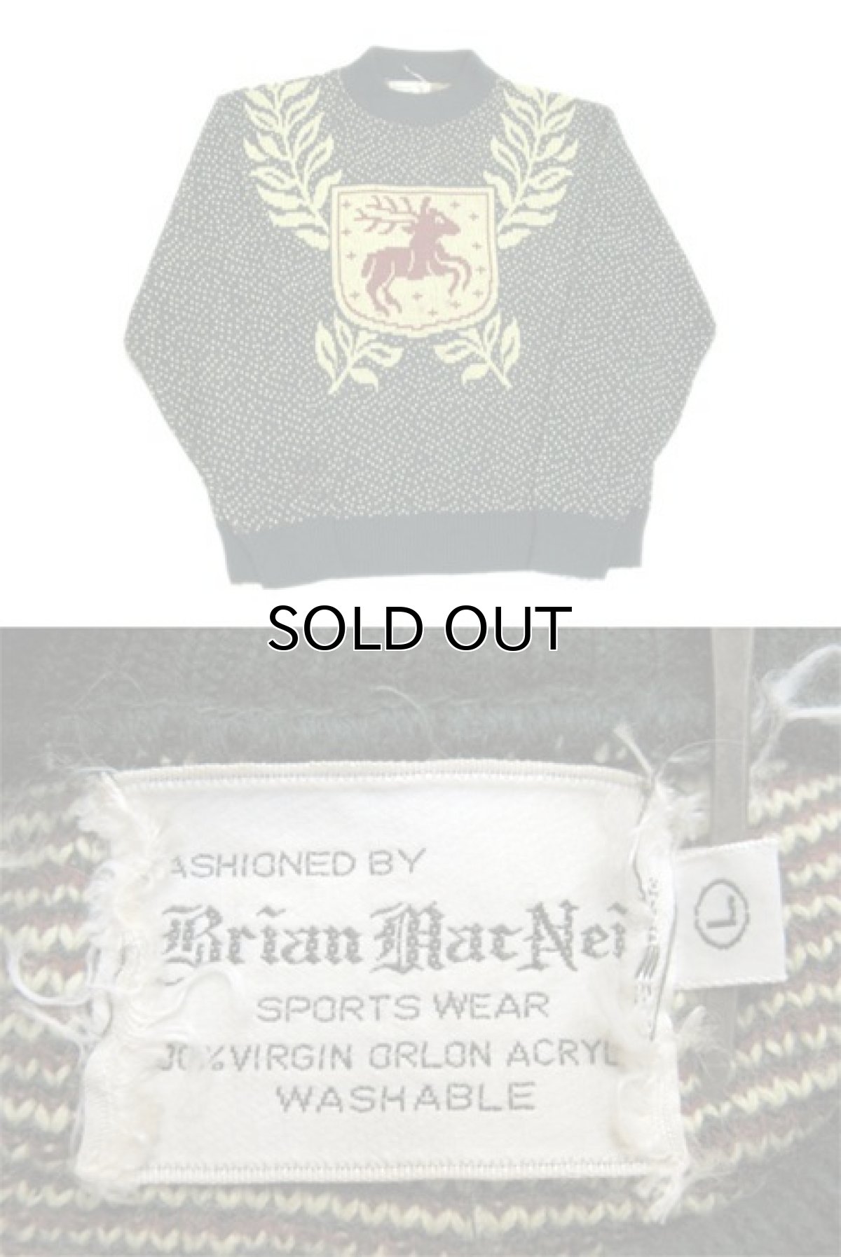 画像2: 1950-60's "Brian Mat Neil" Wool Nordic Sweater GREEN size M (表記 L) (2)