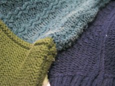 画像5: 1980's "Eddie Bauer" Three Tone Crew Neck Cotton Knit -made in USA-　Navy / Blue / Green　size XL (表記 L) (5)