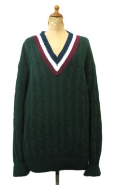 画像1: 1980's "MAGNETIC FORCE" Tilden Sweater -made in USA-　GREEN　size M - L (表記 XL) (1)