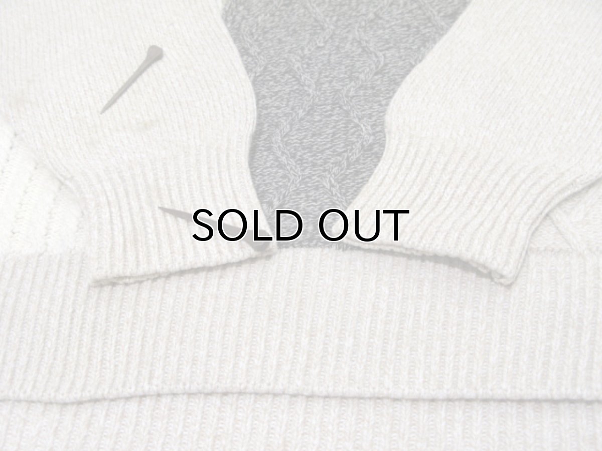 画像6: "ORVIS" Patchwork Design Cotton Knit BEIGE系 size L - XL (表記 XL) (6)