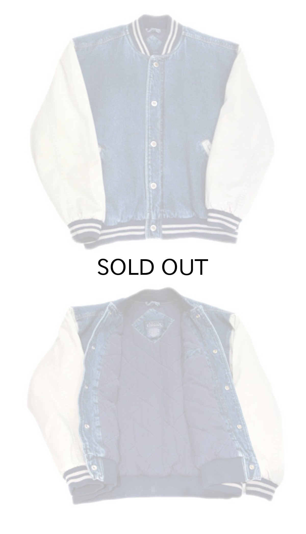 画像3: 1990's "basic EDITIONS" Denim / Cotton Stadium Jacket Blue Denim / Grey size L - XL (表記 M) (3)