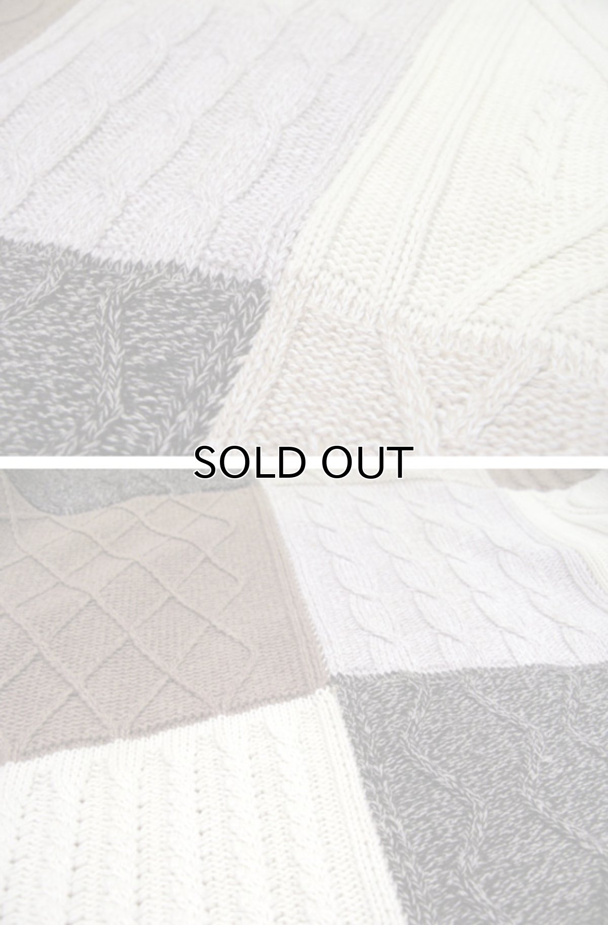 画像5: "ORVIS" Patchwork Design Cotton Knit BEIGE系 size L - XL (表記 XL) (5)