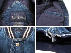 画像4: 1990's "basic EDITIONS" Denim / Cotton Stadium Jacket　Blue Denim / Grey　size L - XL (表記 M) (4)