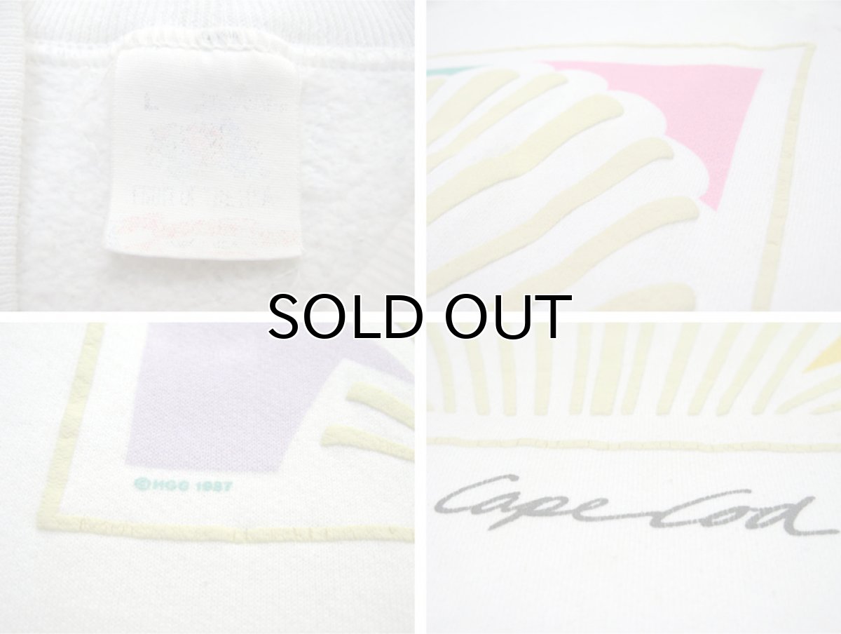 画像4: 1980's FRUIT OF THE ROOM "Cape cod" Crew Neck Sweat Shirts -made in USA- WHITE size M (表記 L) (4)