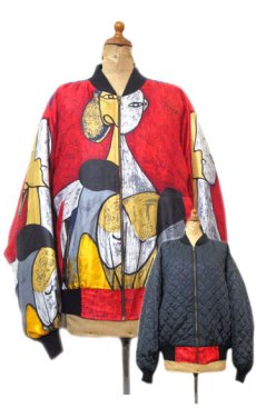 画像1: 1980's "PICASSO" Reversible Design Zip Up Jacket　Red / Black　size L (表記 なし) (1)