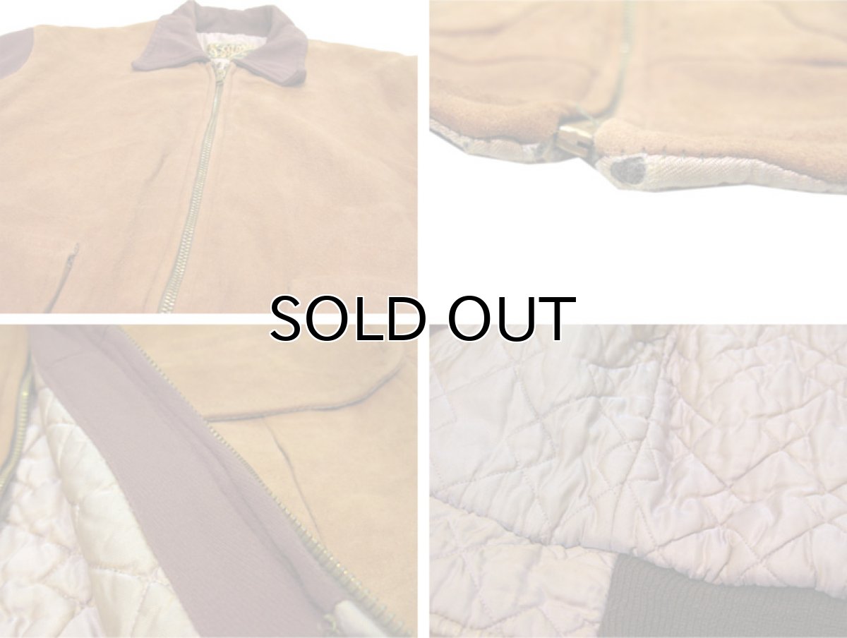 画像5: 1950's "Morris Brand" Nubuck Leather / Cotton Two-Tone Zip Up Jacket　BROWN　size S - M (表記 不明) (5)