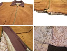 画像5: 1950's "Morris Brand" Nubuck Leather / Cotton Two-Tone Zip Up Jacket　BROWN　size S - M (表記 不明) (5)
