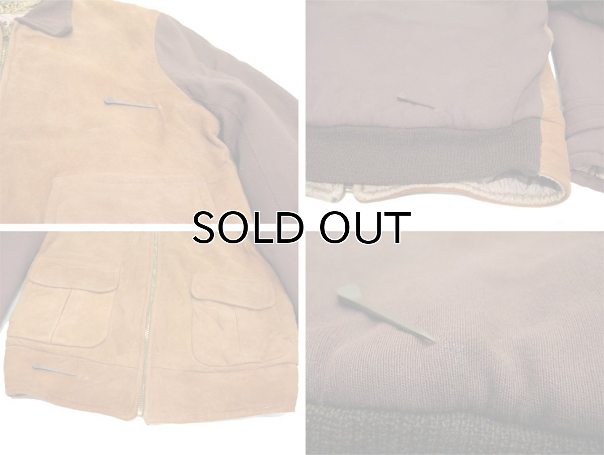 画像7: 1950's "Morris Brand" Nubuck Leather / Cotton Two-Tone Zip Up Jacket　BROWN　size S - M (表記 不明) (7)