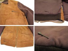 画像7: 1950's "Morris Brand" Nubuck Leather / Cotton Two-Tone Zip Up Jacket　BROWN　size S - M (表記 不明) (7)