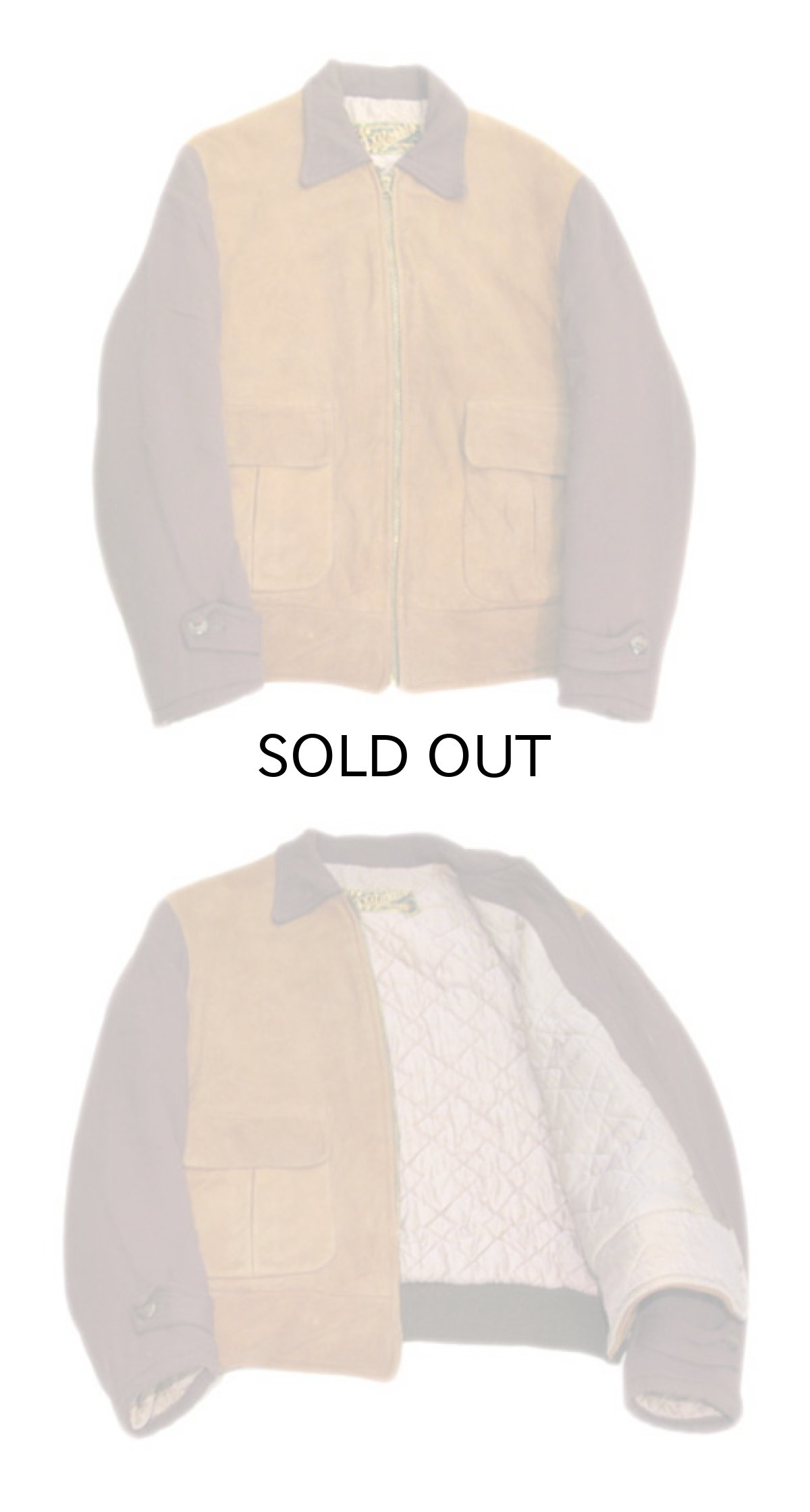 画像3: 1950's "Morris Brand" Nubuck Leather / Cotton Two-Tone Zip Up Jacket　BROWN　size S - M (表記 不明) (3)