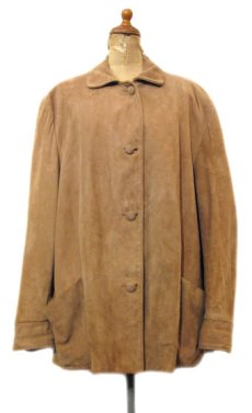 画像1: 1950's~ "G.FOX & Co." Suede Leather Jacket　BEIGE　size M (表記 不明) (1)