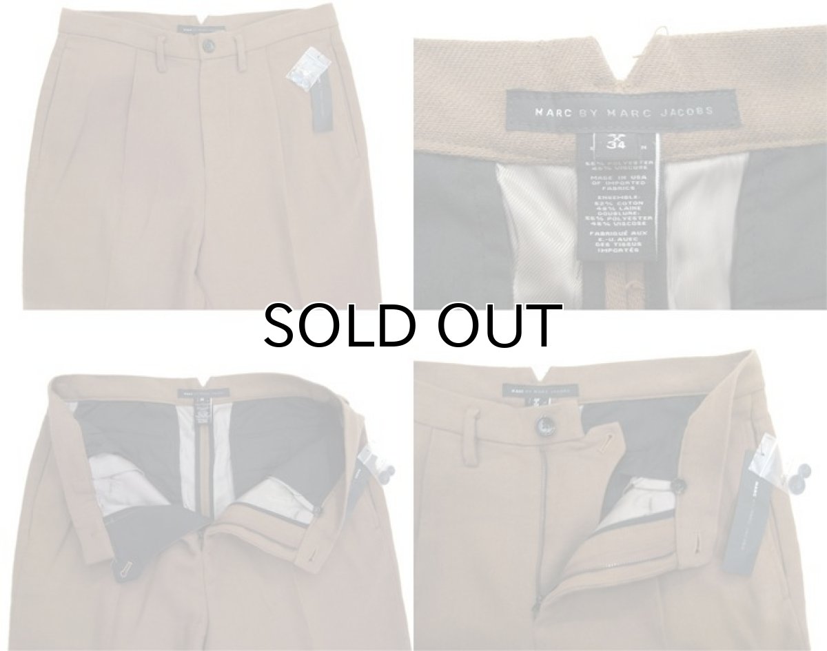 画像3: MARC BY MARC JACOBS Cotton / Wool Tuck Trousers　Olive Beige　size w 34 inch (表記 32 x 34) (3)