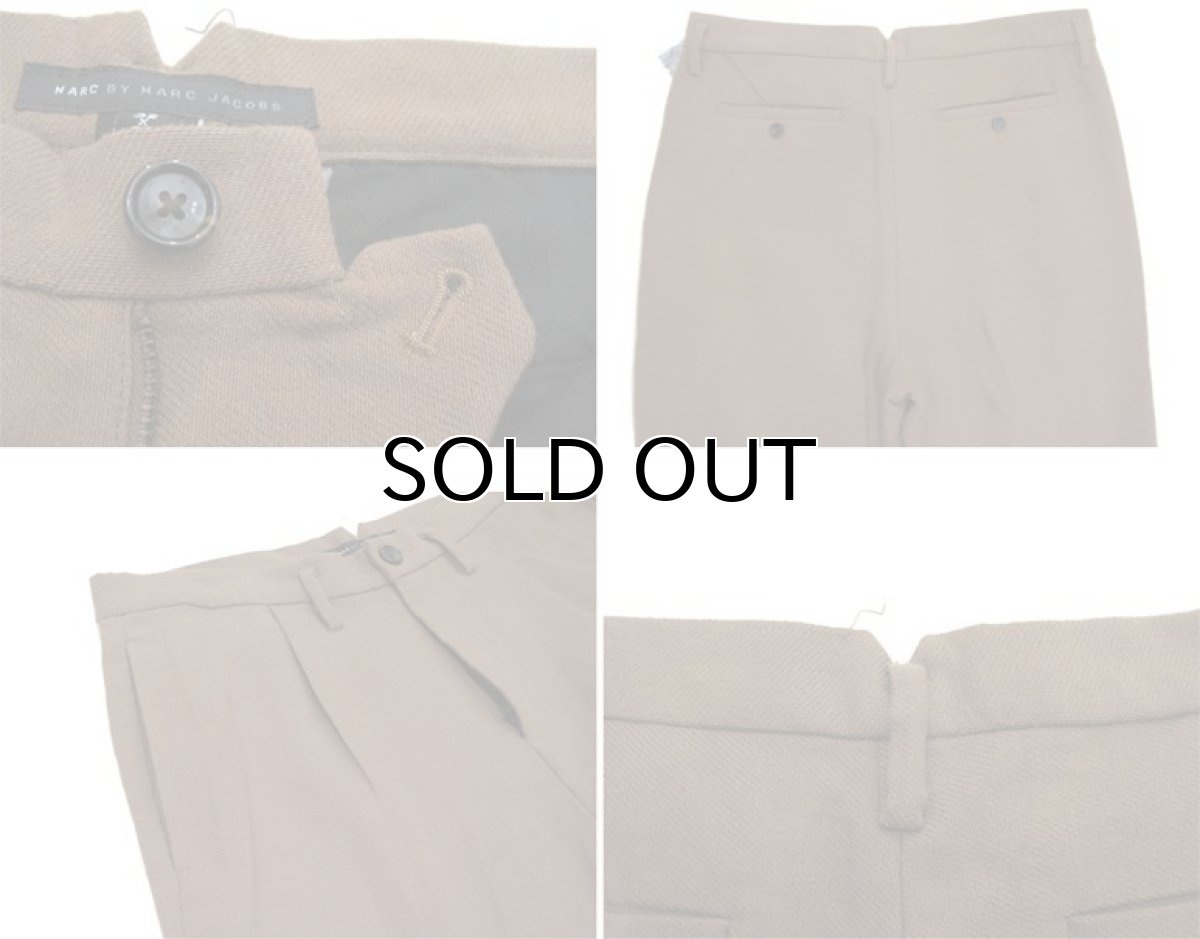 画像4: MARC BY MARC JACOBS Cotton / Wool Tuck Trousers　Olive Beige　size w 34 inch (表記 32 x 34) (4)