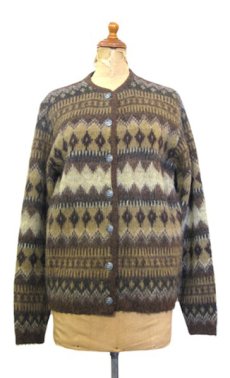 画像1: 1960's "McGREGOR" Orlon Acrylic Design Cardigan　BROWN　size S - M (表記 36) (1)