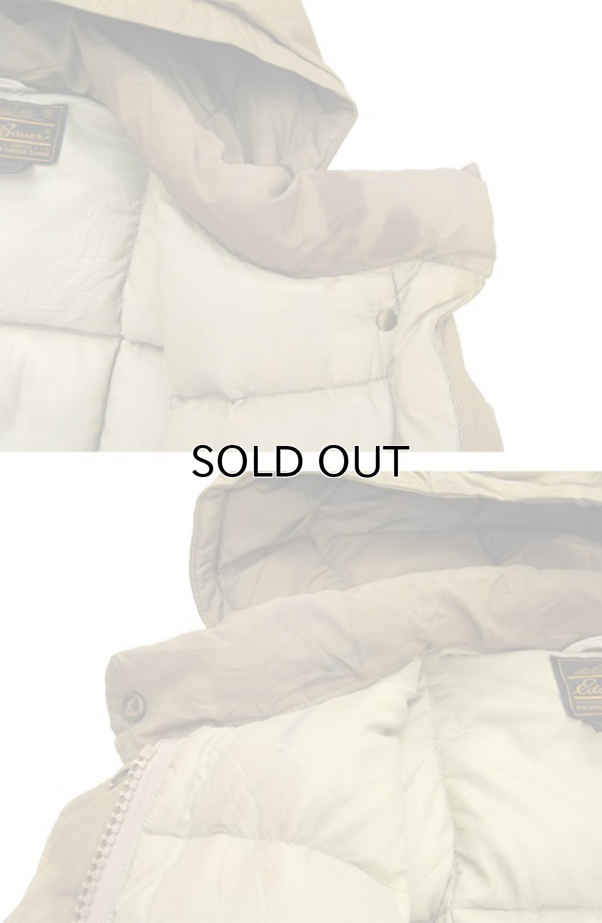 画像8: 1980's "EDDIE BAUER" Square Quilt Hooded Down Jacket　BEIGE　size M - L (表記 不明) (8)