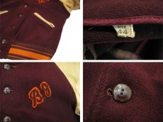 画像4: 1940's "AS IS" Wool / Leather Button Stadium Jacket　Burgundy / Beige　size M - L (表記 44) (4)