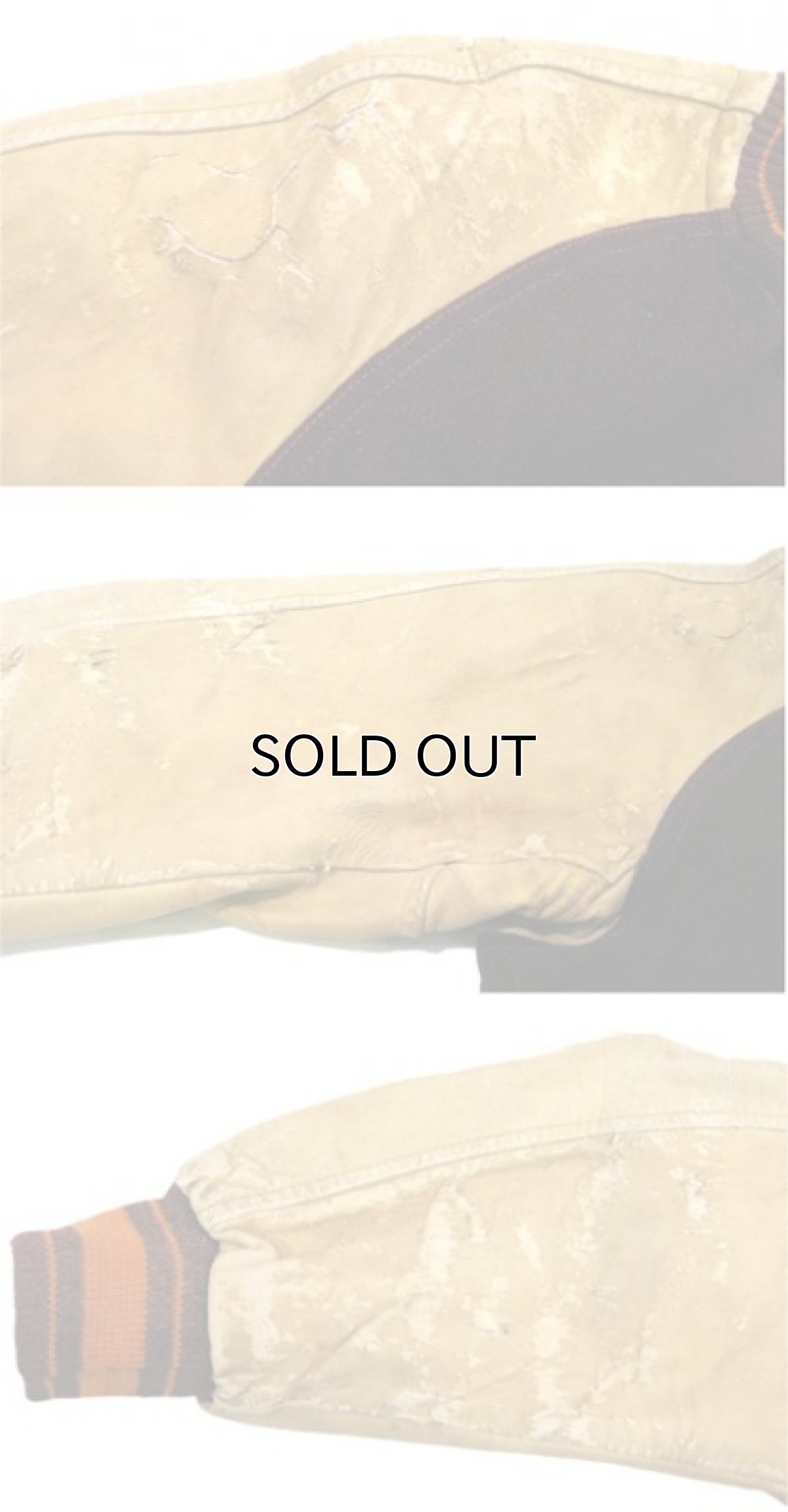 画像9: 1940's "AS IS" Wool / Leather Button Stadium Jacket　Burgundy / Beige　size M - L (表記 44) (9)