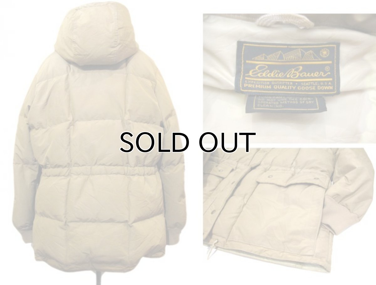 画像2: 1980's "EDDIE BAUER" Square Quilt Hooded Down Jacket　BEIGE　size M - L (表記 不明) (2)