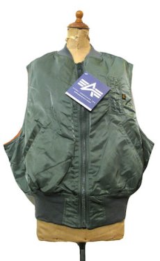 画像1: 1990's "ALPHA INDUSTRIES" FV-2 Flyers Vest Dead Stock　-made in USA-　OLIVE　size X-LARGE (1)