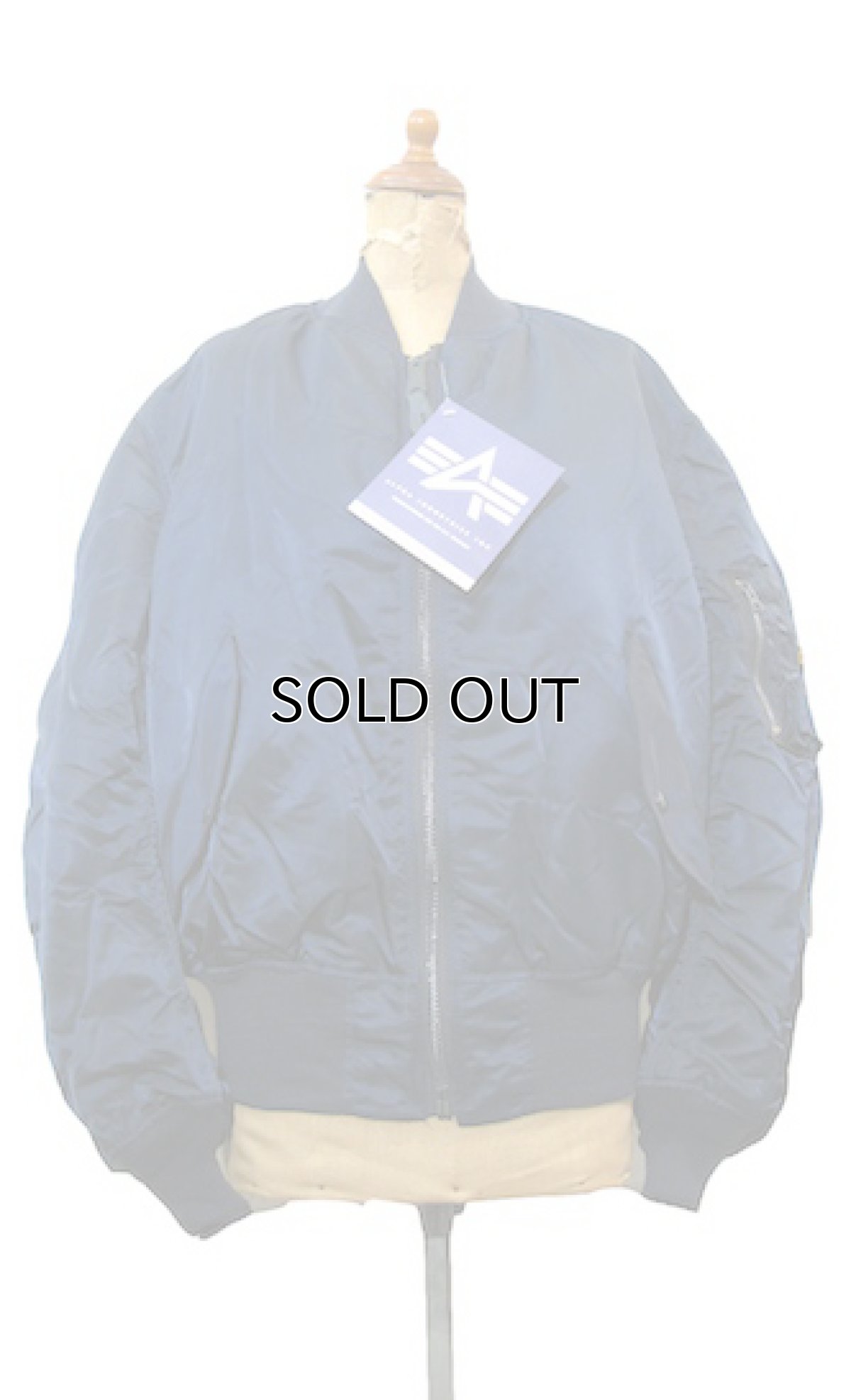 画像1: 1990's "ALPHA INDUSTRIES" MA-1 Flight Jacket Dead Stock　-made in USA-　NAVY　size Large (1)