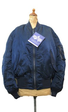 画像1: 1990's "ALPHA INDUSTRIES" MA-1 Flight Jacket Dead Stock　-made in USA-　NAVY　size Large (1)