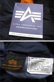 画像5: 1990's "ALPHA INDUSTRIES" MA-1 Flight Jacket Dead Stock　-made in USA-　NAVY　size Large (5)