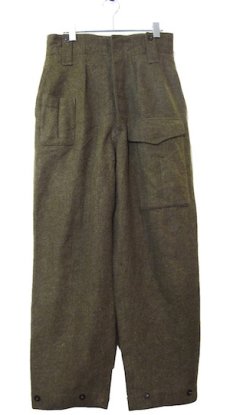 画像1: OLD Europe Military Wool Trousers with Front Pocket　Olive Brown　size w 30.5 inch (1)