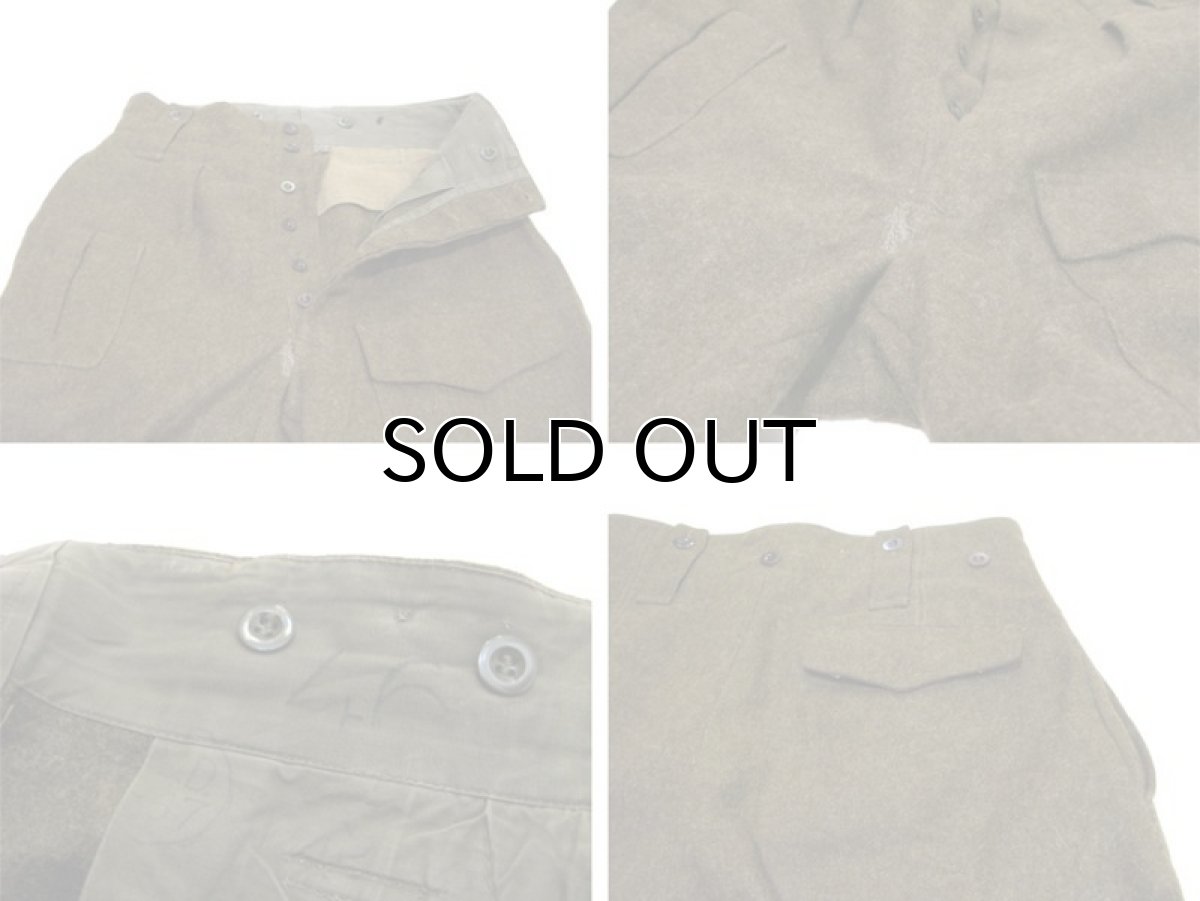 画像4: OLD Europe Military Wool Trousers with Front Pocket Olive Brown size w 30.5 inch (4)