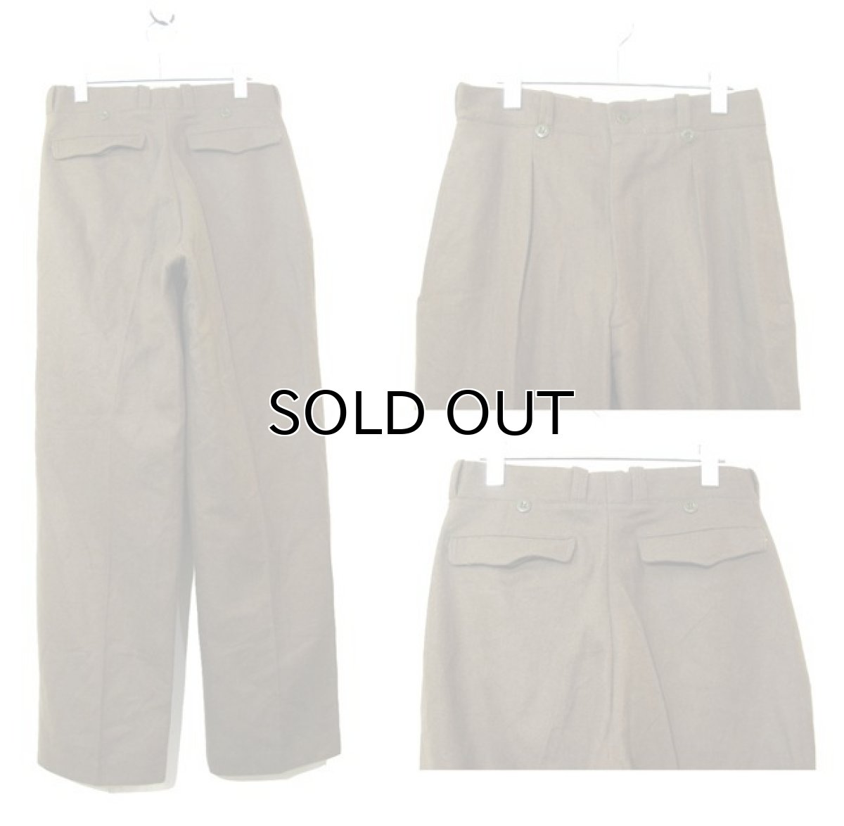 画像2: OLD French Military Wool Trousers　Olive Brown　size w 30 inch (2)