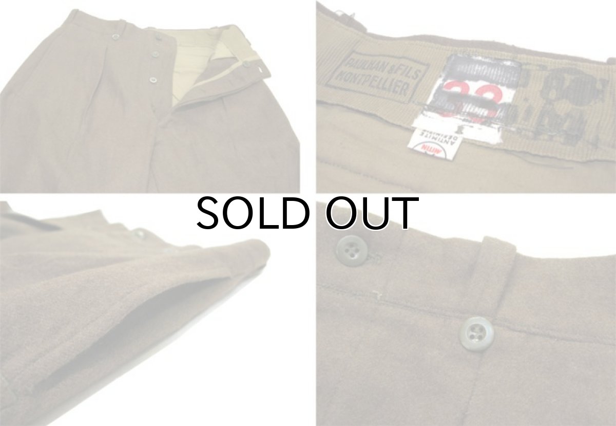 画像3: OLD French Military Wool Trousers　Olive Brown　size w 30 inch (3)