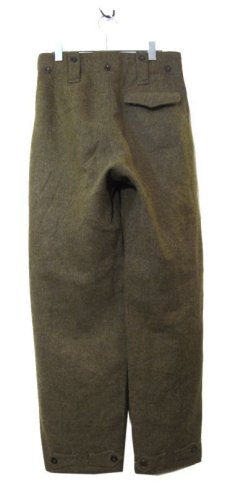 画像2: OLD Europe Military Wool Trousers with Front Pocket　Olive Brown　size w 30.5 inch (2)