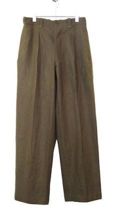 画像1: OLD French Military Wool Trousers　Olive Brown　size w 30 inch (1)