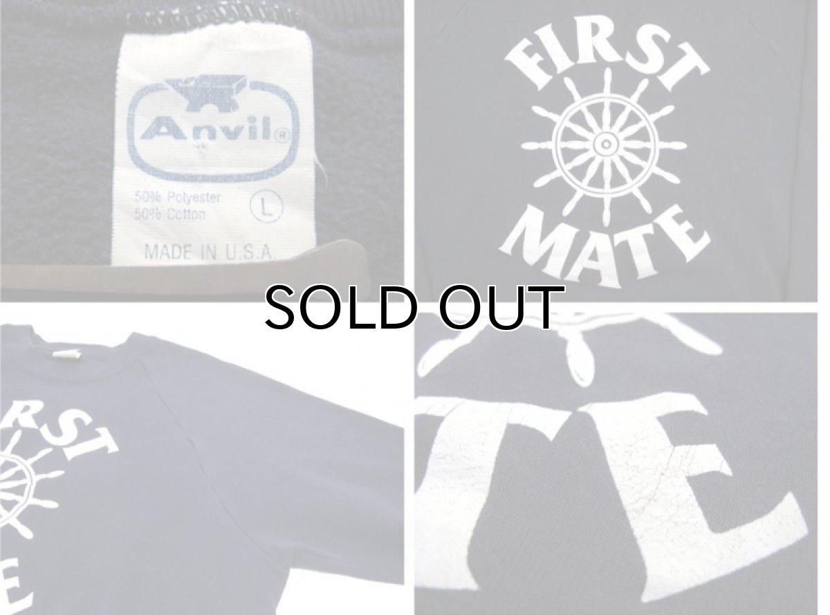 画像5: 1980's Anvil "FIRST MATE" Crew Neck Sweat Shirts -made in USA- NAVY size M - L (表記 L) (5)
